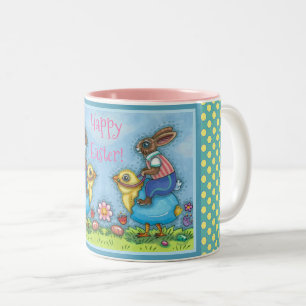 CANECA DE CAFÉ EM DOIS TONS PINTINHO BUNNY LESTE EM OVOS AZUIS, WHIMSY