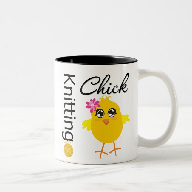 Caneca De Café Em Dois Tons Pintinho de confecção de malhas (Direita)