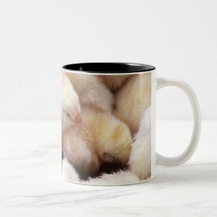 Caneca De Café Em Dois Tons pintinhos, ninhada de galinhas