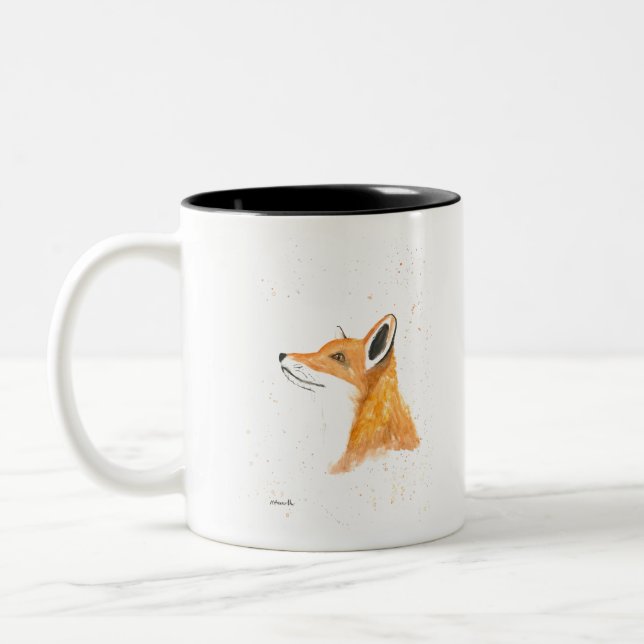 Caneca De Café Em Dois Tons Pintor de aquarela Fox (Esquerda)