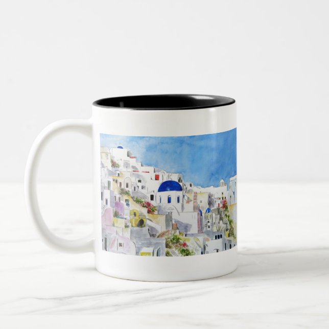 Caneca De Café Em Dois Tons Pintura a Grécia do mar Egeu (Esquerda)