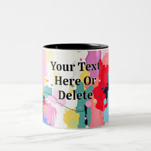 Caneca De Café Em Dois Tons Pintura Abstrata Salpicos/Gotas, Sua Mensagem