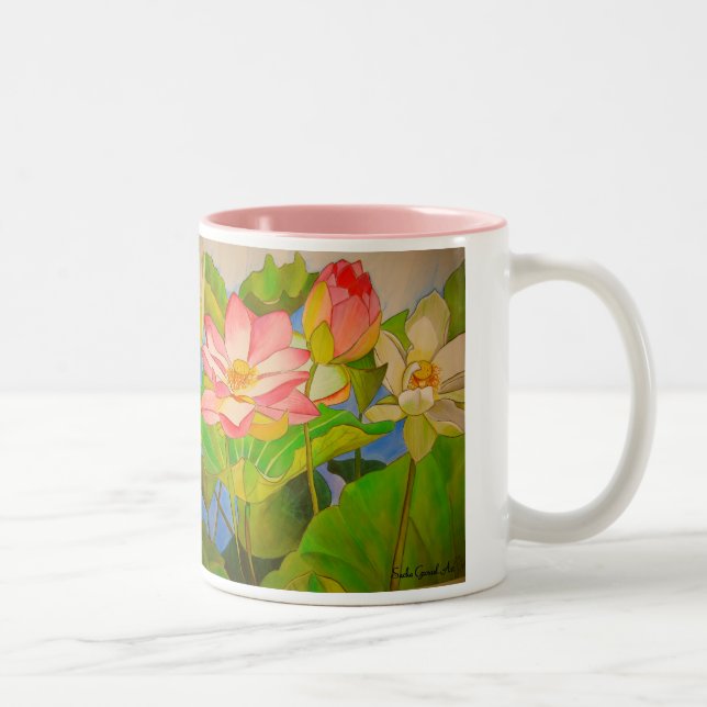 Caneca De Café Em Dois Tons Pintura aquosa, rosa lento (Direita)