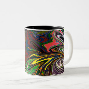 Caneca De Café Em Dois Tons Pintura Colorida Abstrato Masterpart de arte