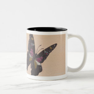 Caneca De Café Em Dois Tons Pintura da borboleta do swallowtail