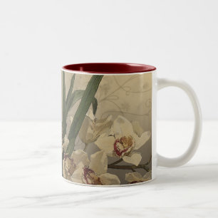 Caneca De Café Em Dois Tons Pintura da orquídea