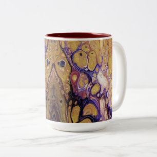Caneca De Café Em Dois Tons Pintura de abstrato púrpura e ouro