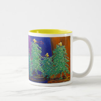Caneca De Café Em Dois Tons Pintura de ChristmasTrees