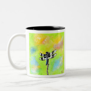 Caneca De Café Em Dois Tons Pintura de Dragonfly Shimmering
