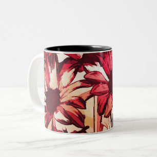 Caneca De Café Em Dois Tons Pintura de Flor Vermelho Russo