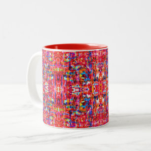 Caneca De Café Em Dois Tons Pintura de ondas abstratas coloridas fofas