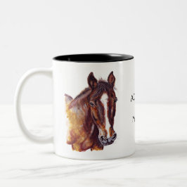 Caneca De Café Em Dois Tons Pintura de retrato de cavalo
