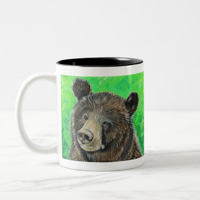 Caneca De Café Em Dois Tons Pintura de Urso Marrom (Esquerda)