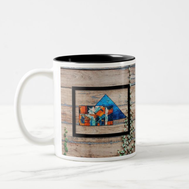 Caneca De Café Em Dois Tons pintura design de canvas 3D (Esquerda)