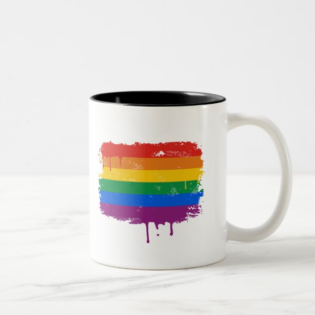 Caneca De Café Em Dois Tons Pintura do arco-íris (Direita)