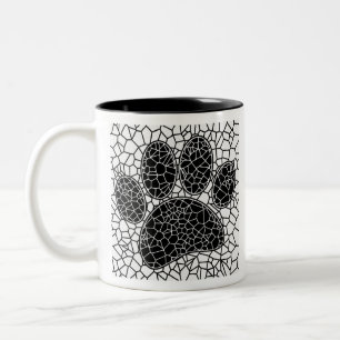 Caneca De Café Em Dois Tons Pintura Do Mosaico, Impressão Em Preto E Branco