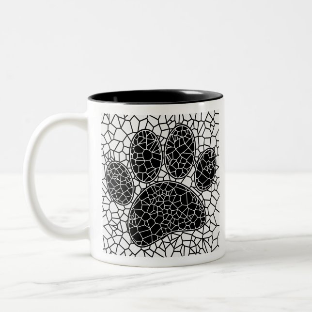 Caneca De Café Em Dois Tons Pintura Do Mosaico, Impressão Em Preto E Branco (Esquerda)