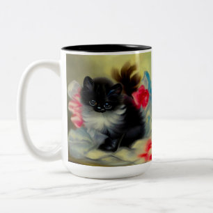 Caneca De Café Em Dois Tons Pintura em branco e preto