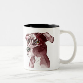 Caneca De Café Em Dois Tons Pintura monocromática da aguarela do cão de