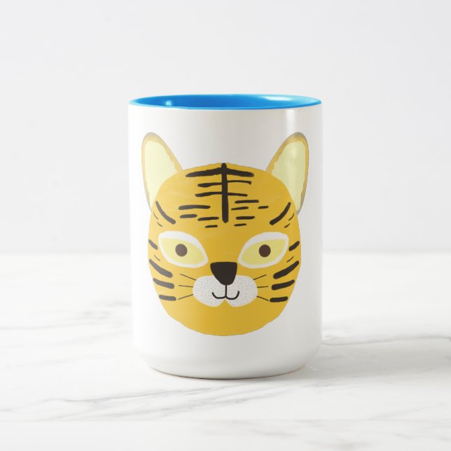 Caneca De Café Em Dois Tons pintura tigre (Centro)