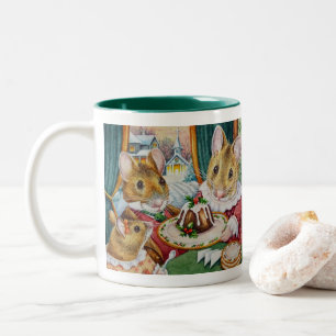 Caneca De Café Em Dois Tons Pinturas de Natal Camundongos Plum Pudim Pudim Aqu