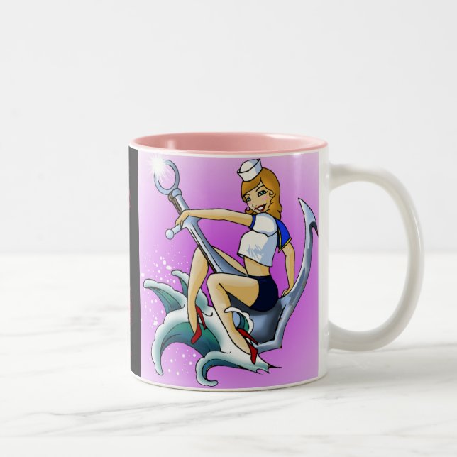 Caneca De Café Em Dois Tons pinup em anker (Direita)