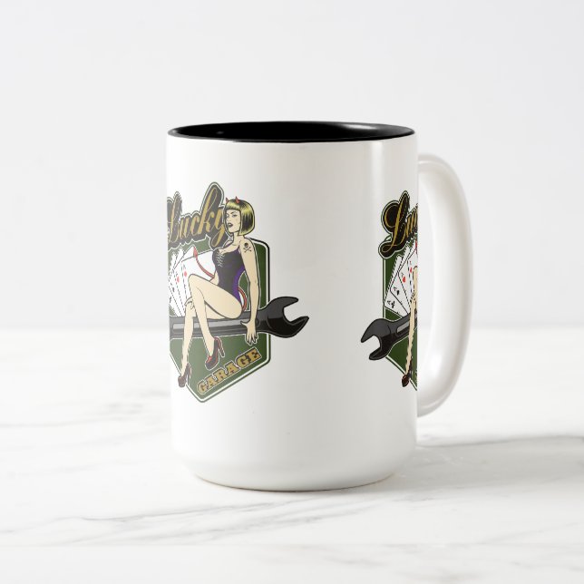 Caneca De Café Em Dois Tons Pinup Girl Coffee Mug (Frente Esquerda)
