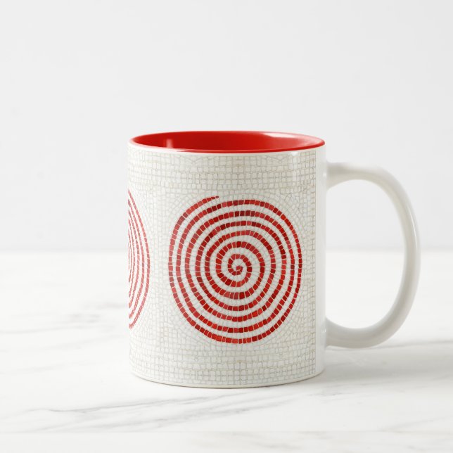 Caneca De Café Em Dois Tons PINWHEEL MOSAIC Red 2-Tone Mug (Direita)