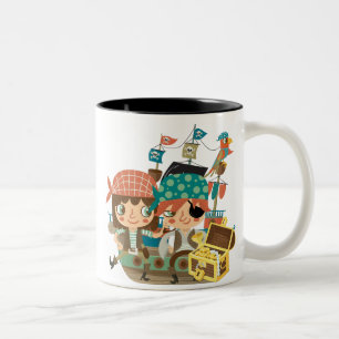Caneca De Café Em Dois Tons Piratas com tesouro
