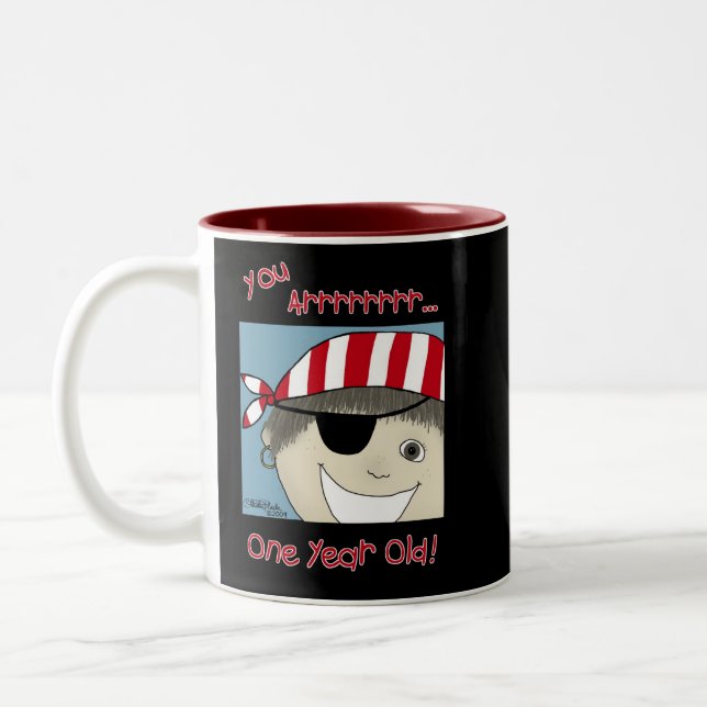 Caneca De Café Em Dois Tons Pirate Boy de um ano (Esquerda)