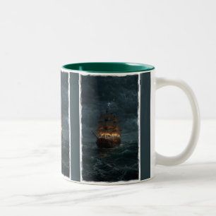 Caneca De Café Em Dois Tons Pirate Galleon no Maine espanhol