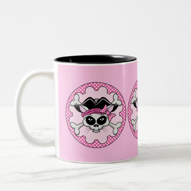 Caneca De Café Em Dois Tons Pirate Princess Gatinho Skull (Esquerda)