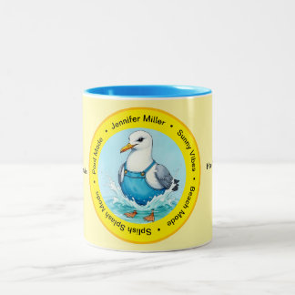 Caneca De Café Em Dois Tons Pisca Pinga divertida gaivota de verão férias