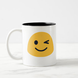Caneca De Café Em Dois Tons Piscar os olhos Emoji