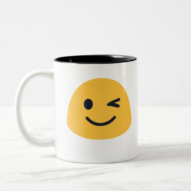 Caneca De Café Em Dois Tons Piscar os olhos Emoji (Esquerda)