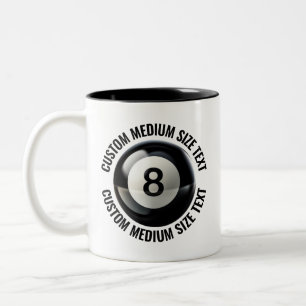 Caneca De Café Em Dois Tons Piscina 8 Ball & Texto Médio PRETO 325ml Personali