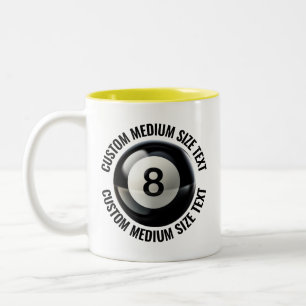 Caneca De Café Em Dois Tons Piscina 8 Bolas & Texto Médio AMARELO 325ml Person