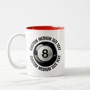 Caneca De Café Em Dois Tons Piscina Bola 8 & Texto Médio VERMELHO 11oz Persona