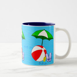 Caneca De Café Em Dois Tons Piscina de praia umbrella mug