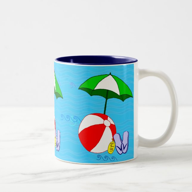 Caneca De Café Em Dois Tons Piscina de praia umbrella mug (Direita)