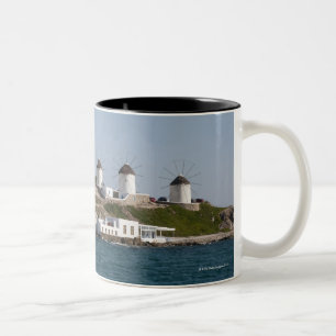 Caneca De Café Em Dois Tons Piscina, ilhas de Cyclades, Mykonos, cidade de