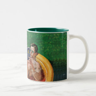Caneca De Café Em Dois Tons Piscina vadeando