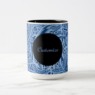 Caneca De Café Em Dois Tons Pista Azul-Paisley Personalizada Mug