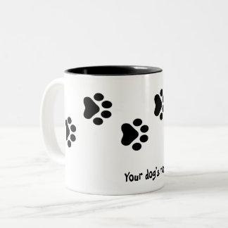 Caneca De Café Em Dois Tons Pista De Café De Dois Tons Com Pegada De Cachorro