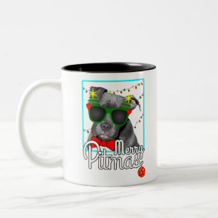 Caneca De Café Em Dois Tons Pitbull - o Natal do cão do pitbull para feliz