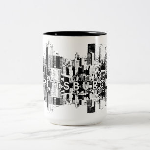 Caneca De Café Em Dois Tons Pittsburgh, Linha do horizonte da Pensilvânia a pr