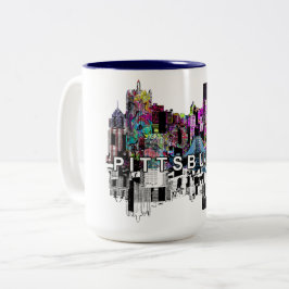 Caneca De Café Em Dois Tons Pittsburgh, Pensilvânia em grafite