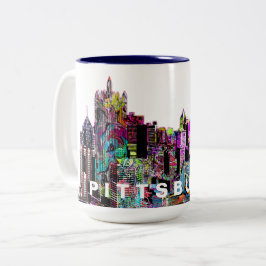 Caneca De Café Em Dois Tons Pittsburgh, Pensilvânia em grafite