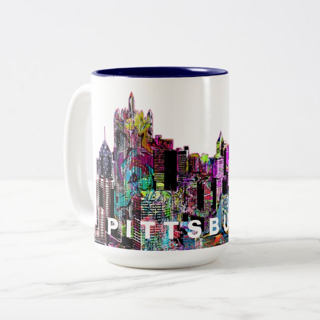 Caneca De Café Em Dois Tons Pittsburgh, Pensilvânia em grafite (Frente Esquerda)