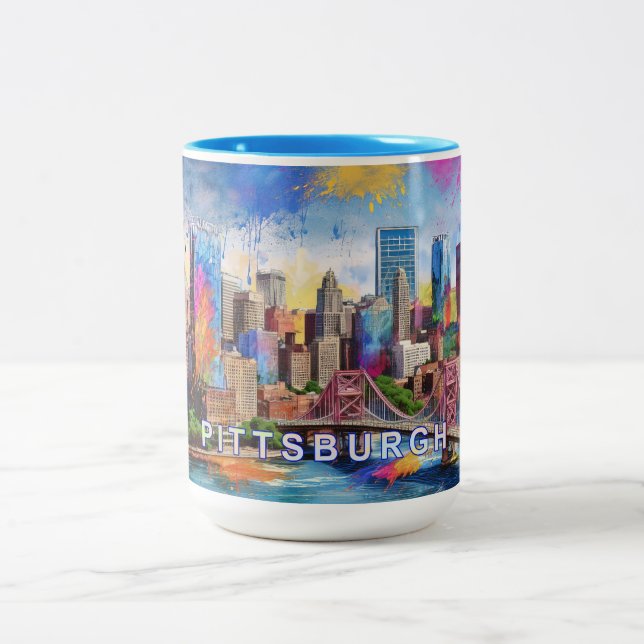 Caneca De Café Em Dois Tons Pittsburgh Steel City in USA (Centro)